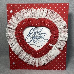 Handcrafted Greeting Card Keeper Binder‎ Red Heart Fabric Frame Cover Organizer